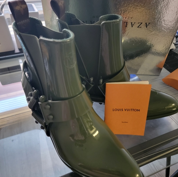 Louis Vuitton Monogram Rhapsody Ankle Boots Green Semi-Pointed Toes Size 39 - Picture 3 of 11
